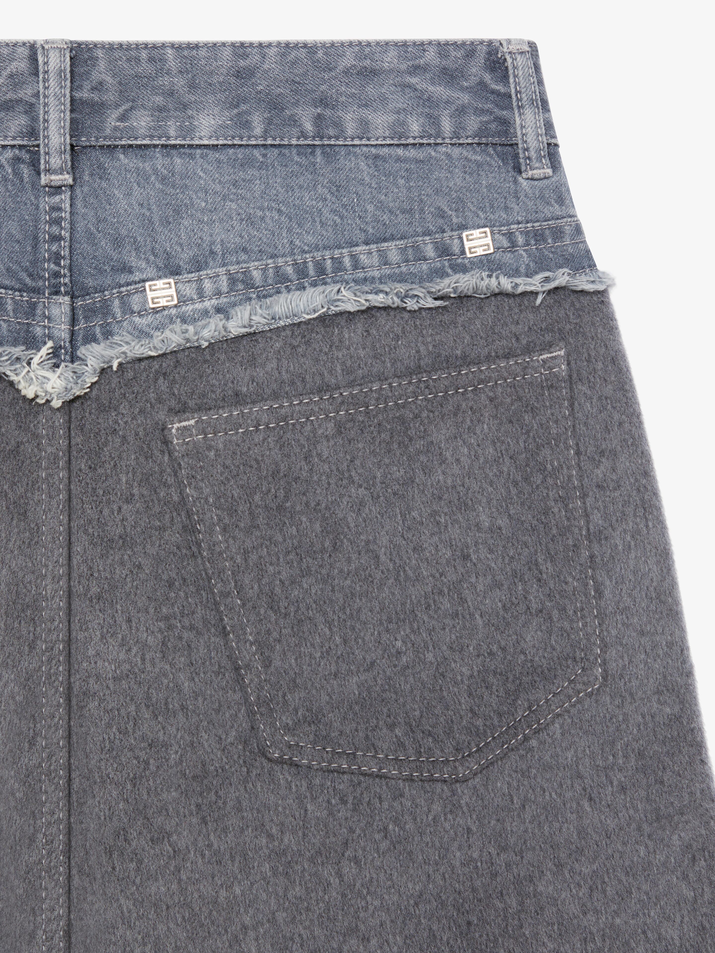 Givenchy Women's Oversized Jeans In Mixed Denim And Flannel In Gray