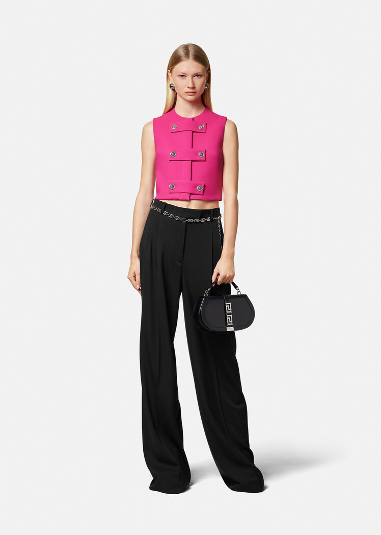 Versace Sleeveless Twill-weave Blouse In Pink