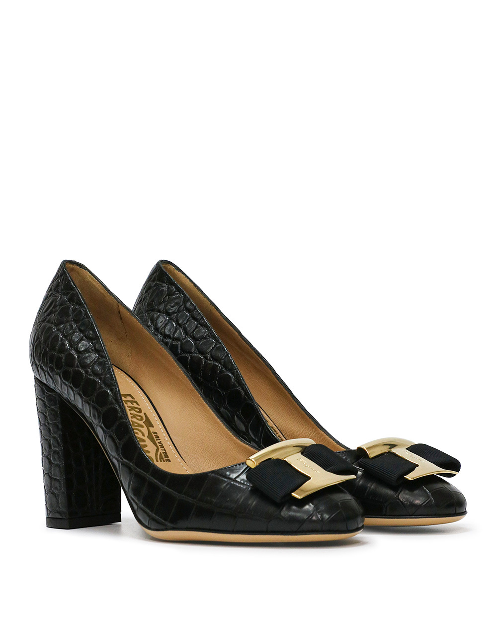 Ferragamo Bow-tie High Heels In Black