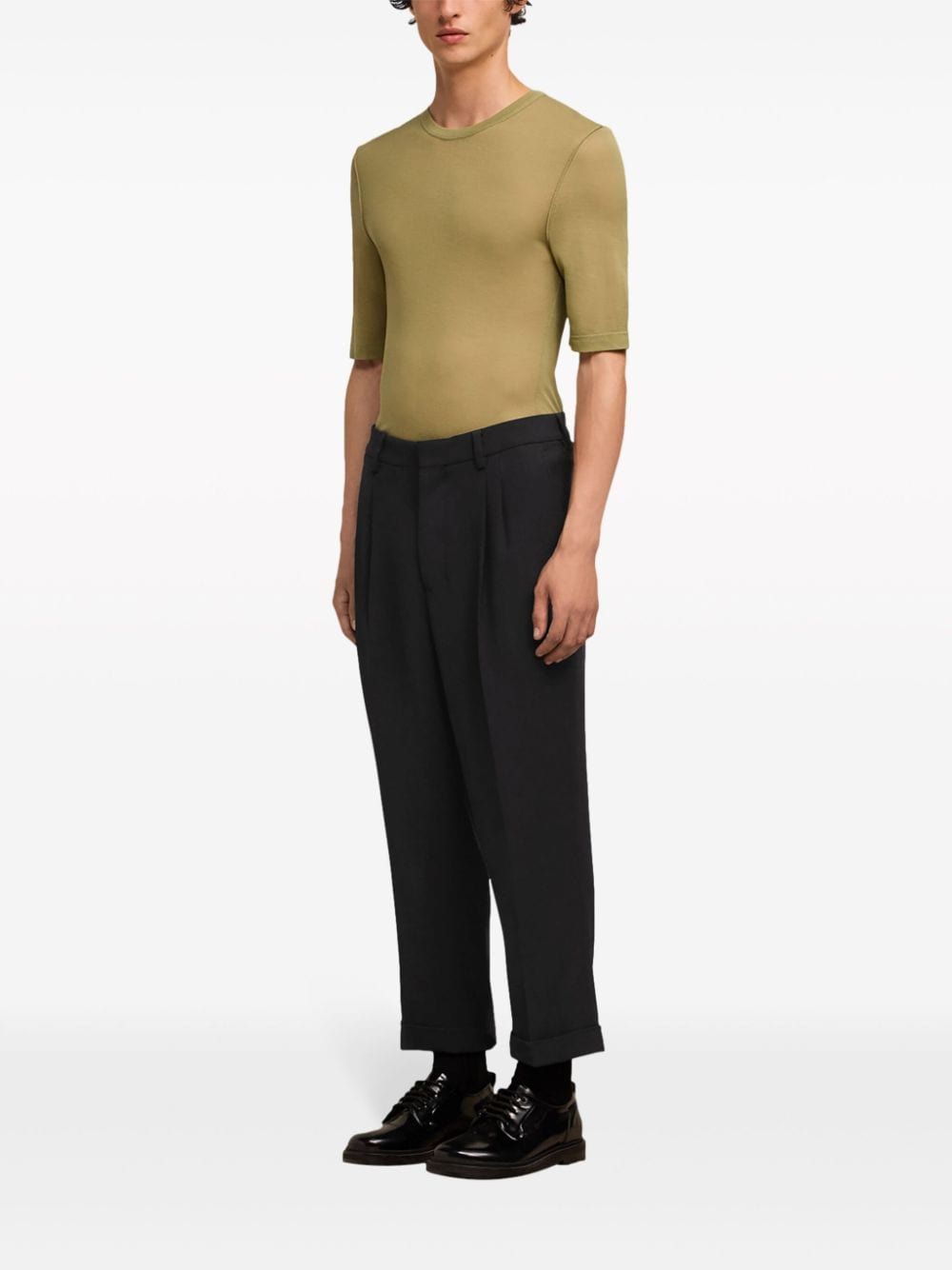 Shop Ami Alexandre Mattiussi Ami Paris Pleat-detailed Turn-up Cuffs Tailored Trousers In Black