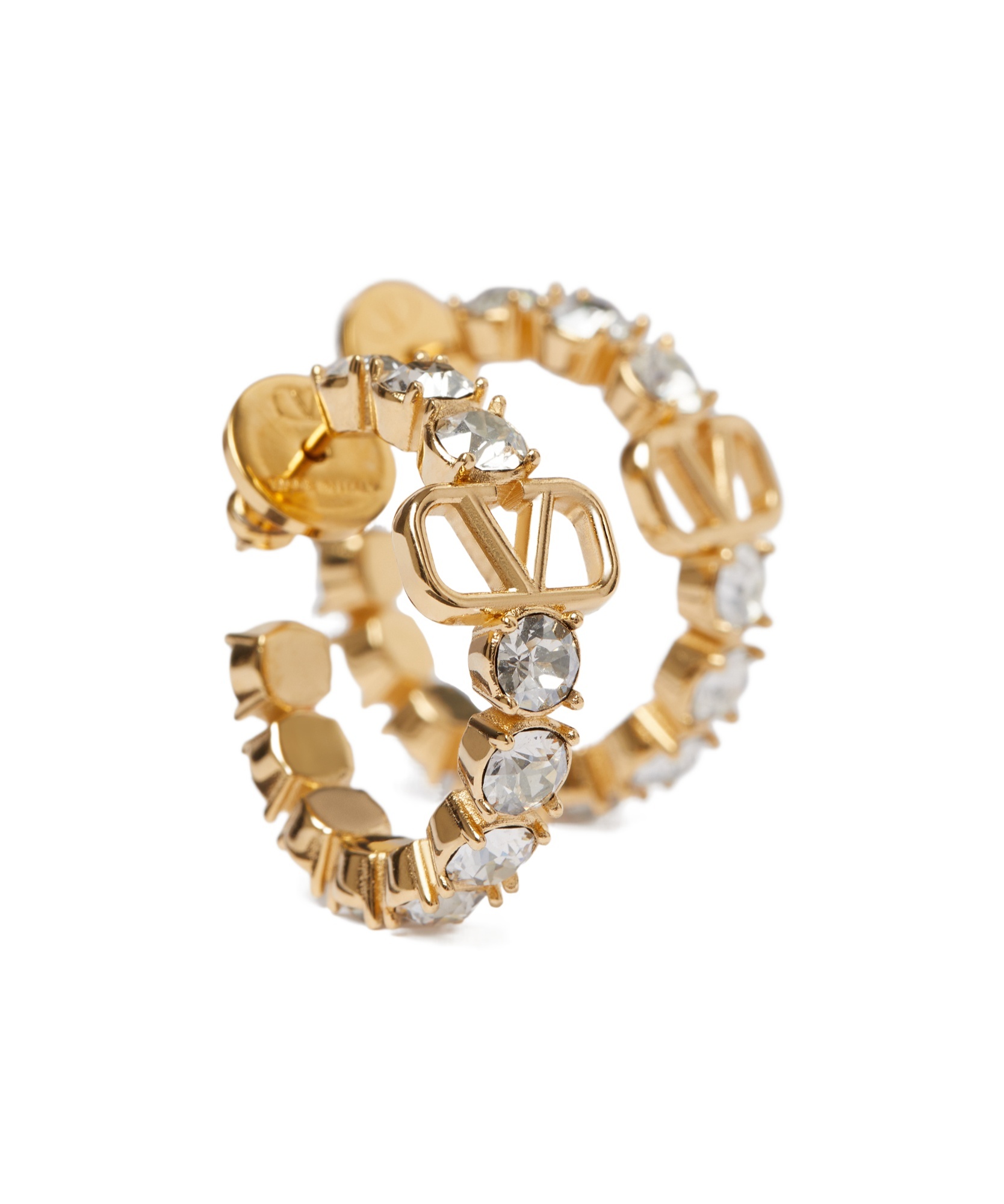 Valentino Vlogo Signature Crystal Hoop Earrings In Golden