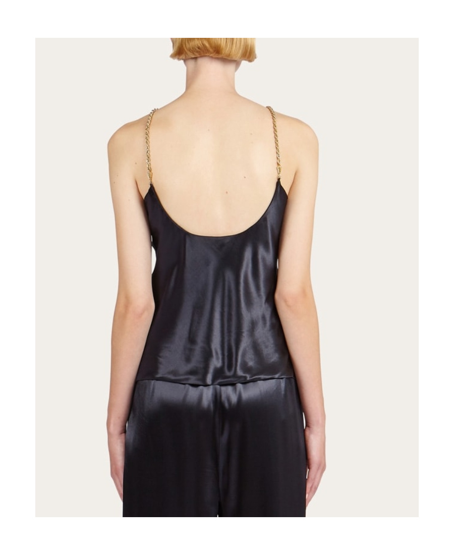Shop Ferragamo Salvatore Chain Strap Top In Black