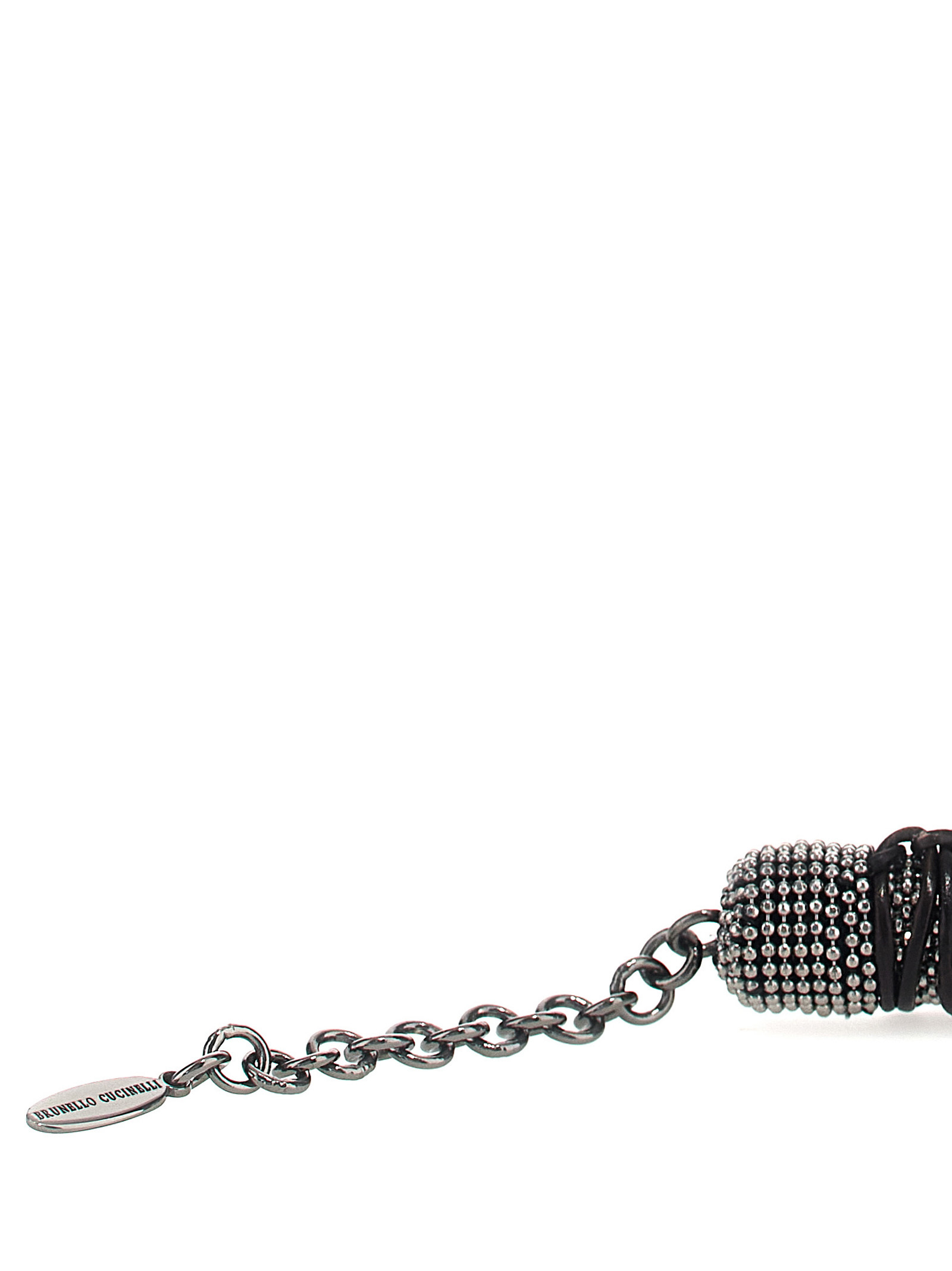 Brunello Cucinelli Woven Leather Neckchain In Black