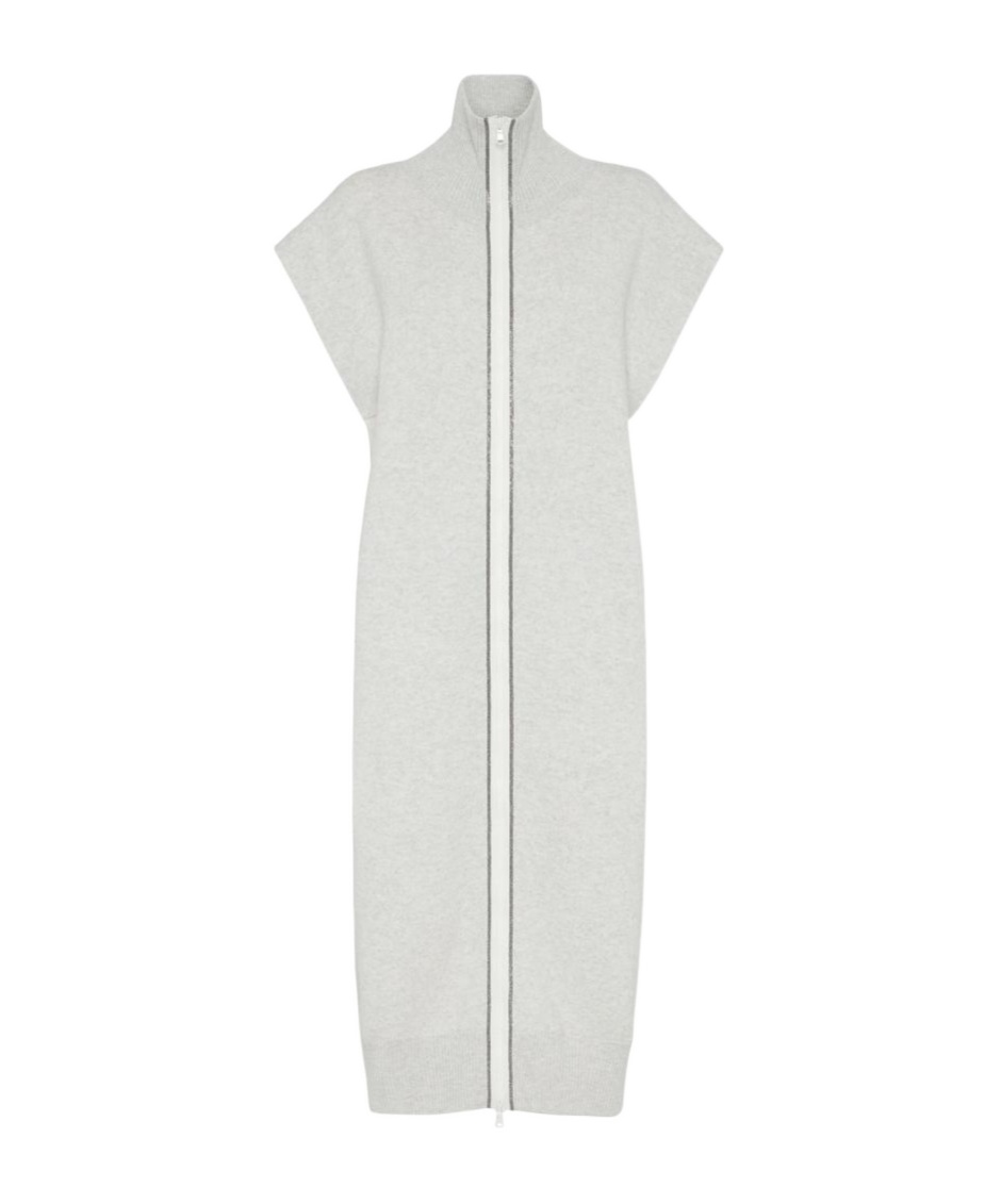 Brunello Cucinelli Grey Monile Long Vest In White