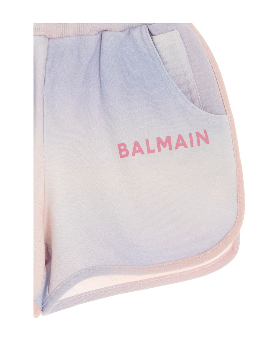 Balmain Cotton Tie-dye Shorts With Logo In White