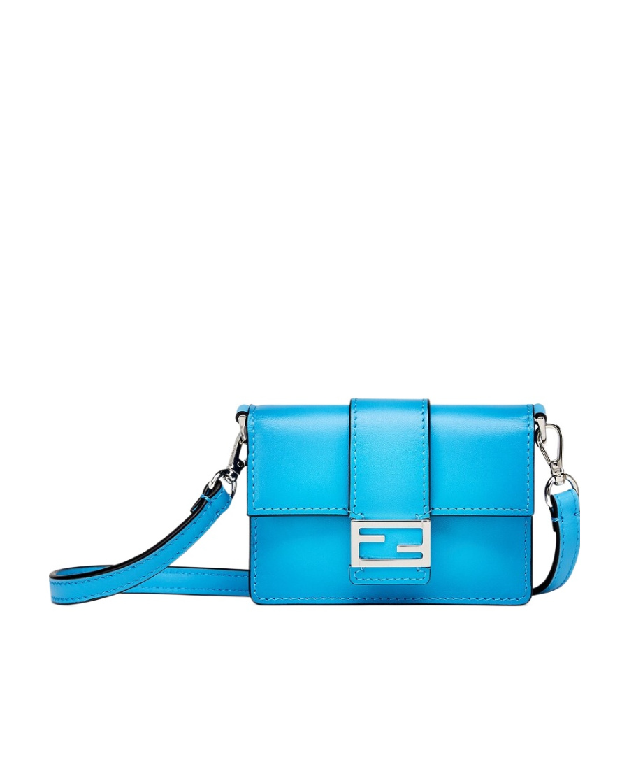Fendi Baguette Leather Wallet In Blue