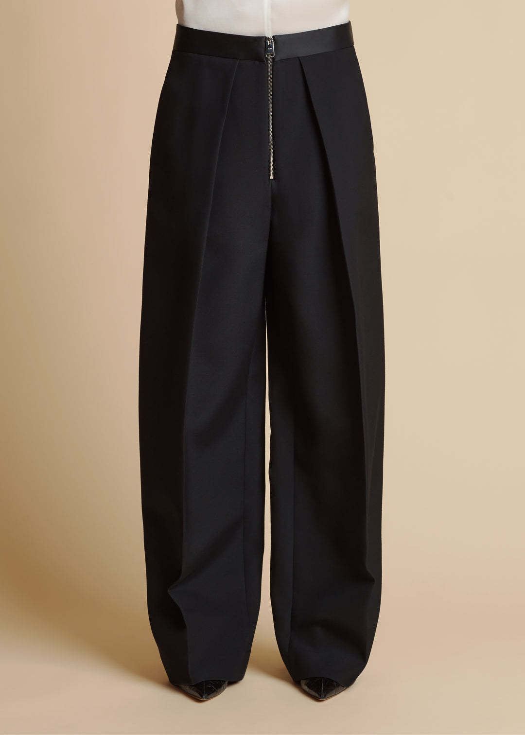 Shop Khaite Marine Low-rise Wide-leg Pants In Black