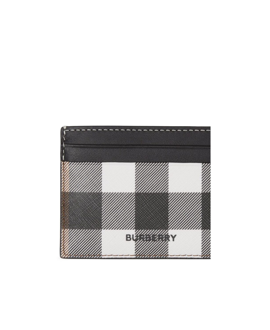 Burberry Rectangular Checkered Pattern Keyring And Keychain In Black