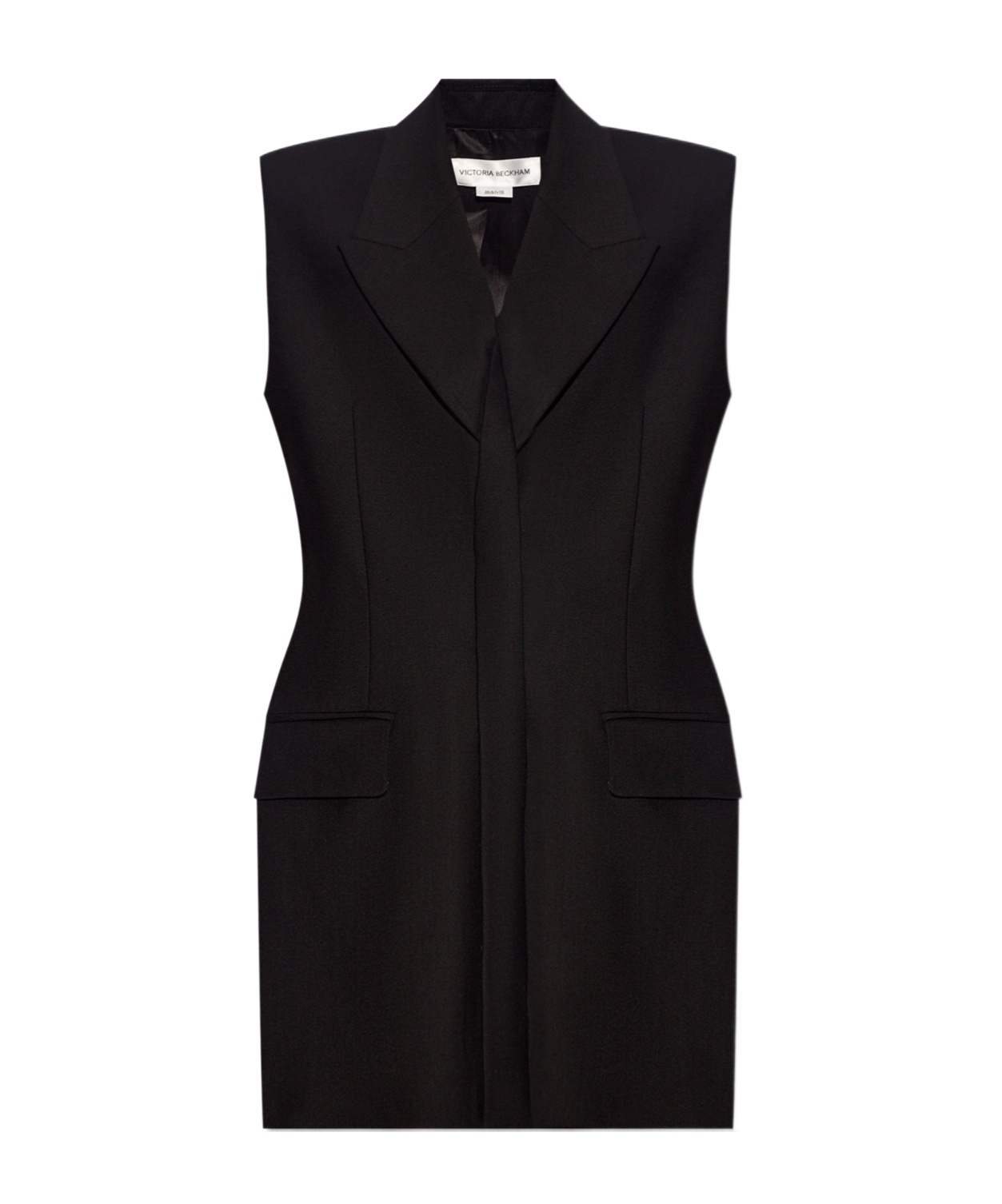 Victoria Beckham Strong-shoulder Sleeveless Tailored Mini Dress In Black