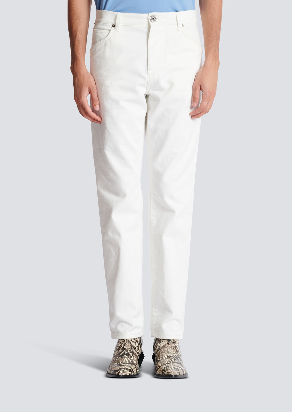 Shop Balmain White Denim Jeans