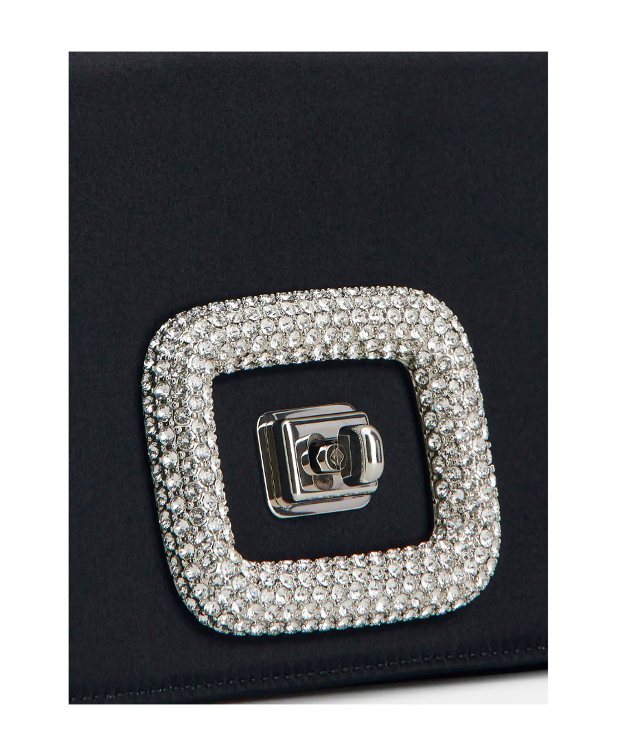 Roger Vivier Crystal-embellished Clutch Bag In Black