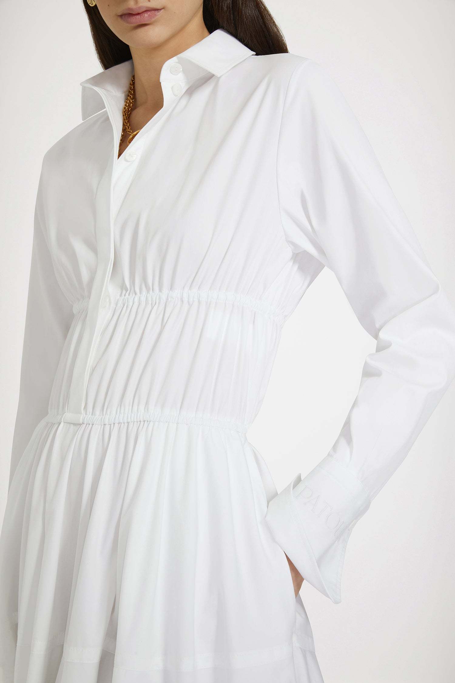 Patou Elasticated-waist Popli Maxi Dress In White