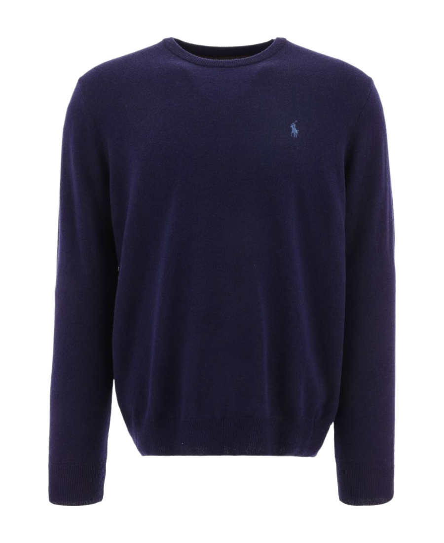 Shop Polo Ralph Lauren Logo Round Neck Sweater In Black