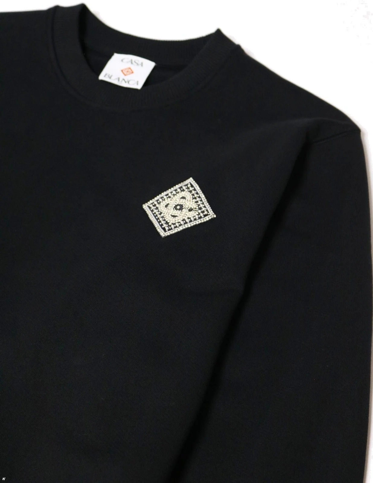 Casablanca Pearl Diamond Cc Patch Sweatshirt In Black