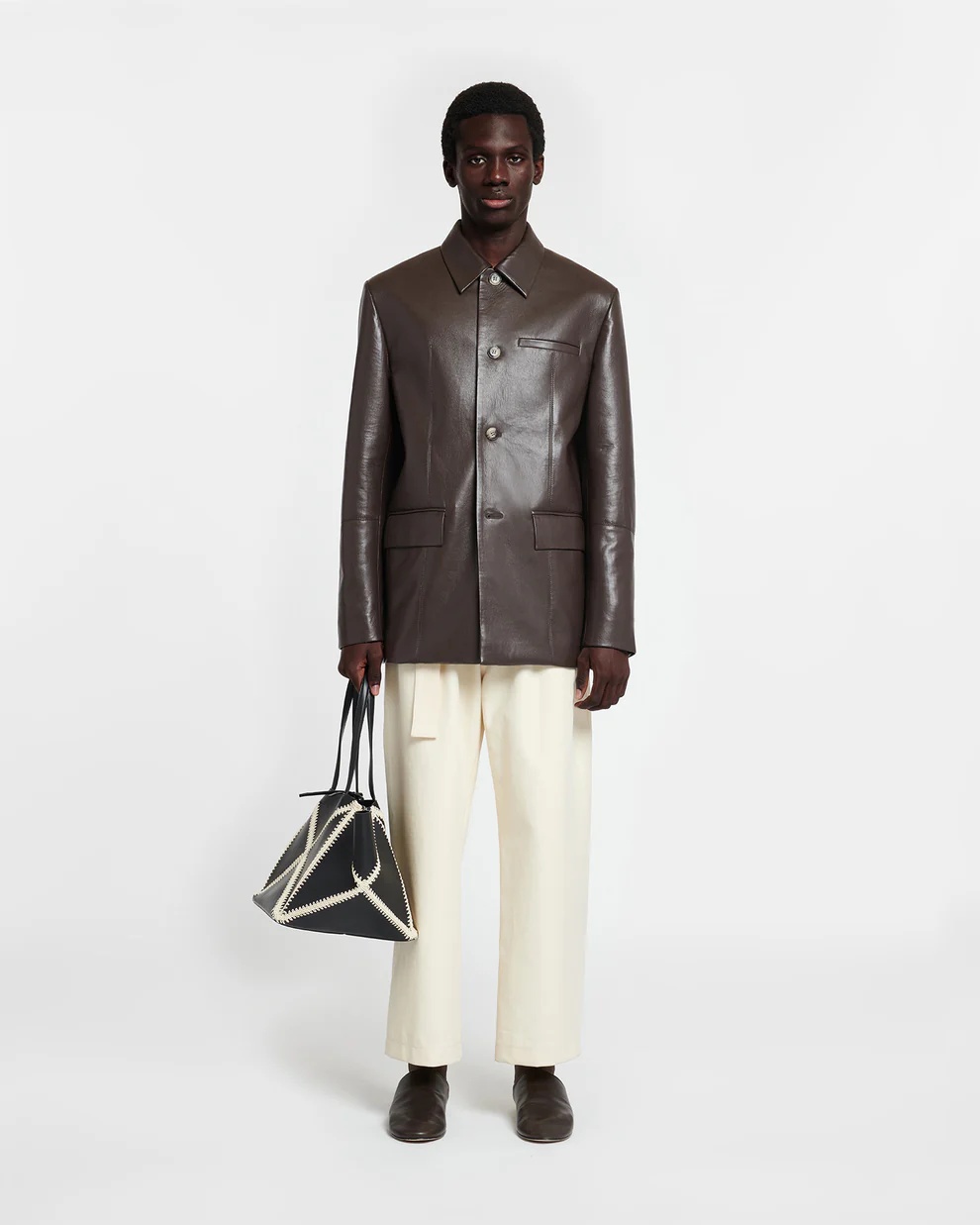 Nanushka Danick Pocket Leather Jacket In Black