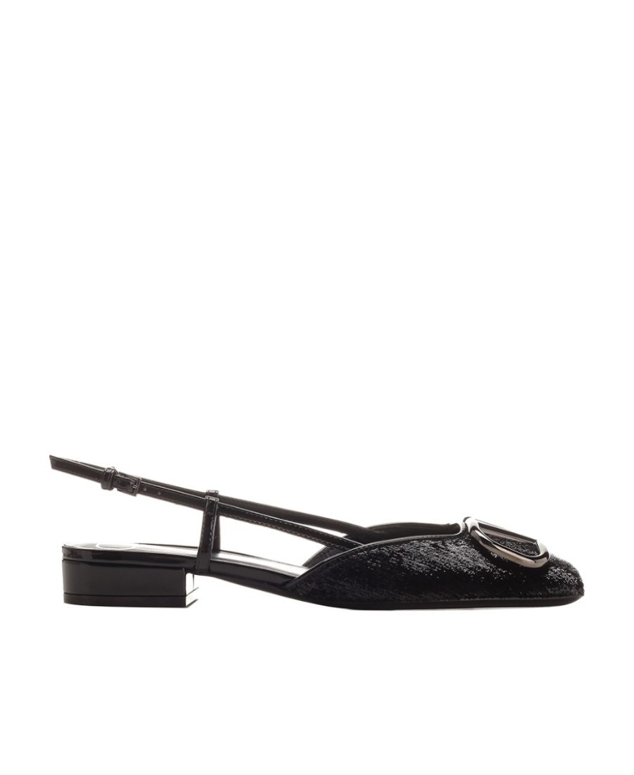 Valentino Garavani Vlogo Signature Patent Leather Slingback 20mm Woman Black 42 In Black