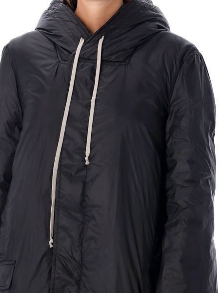Rick Owens Drkshdw Parka With Fishtail Hem And Hood In Black