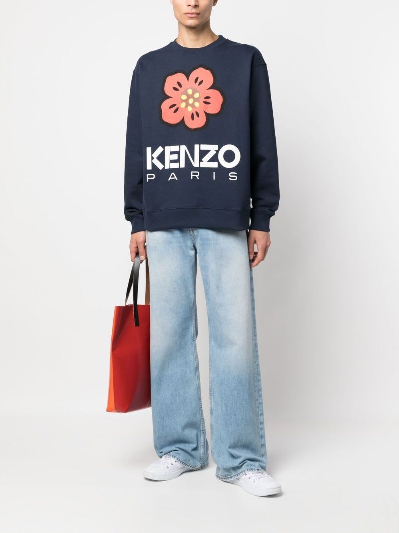 Kenzo Boke Flower Stretch-cotton Sweatshirt In Blue
