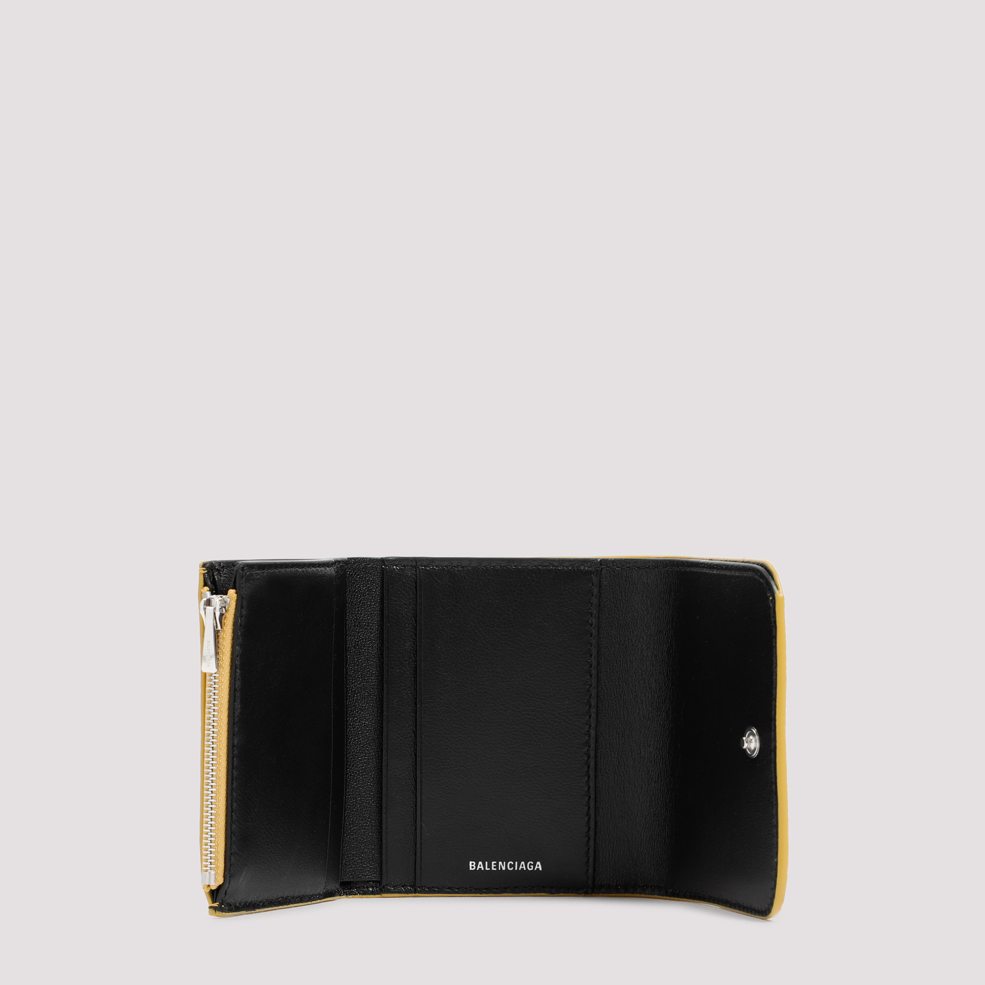 Balenciaga Logo Print Foldover Wallet In Yellow