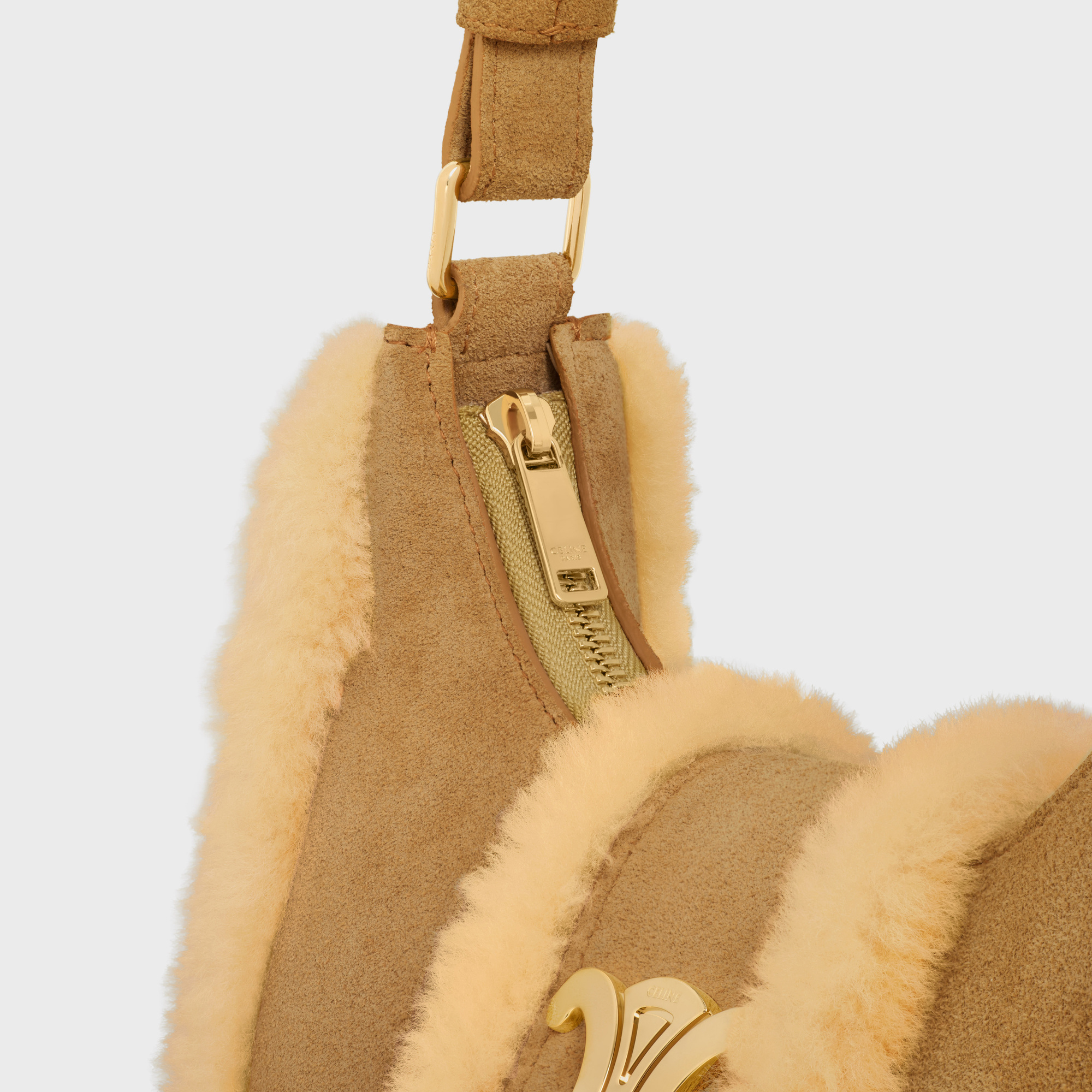 Celine Medium Ava Logo Shoulder Bag In Nude