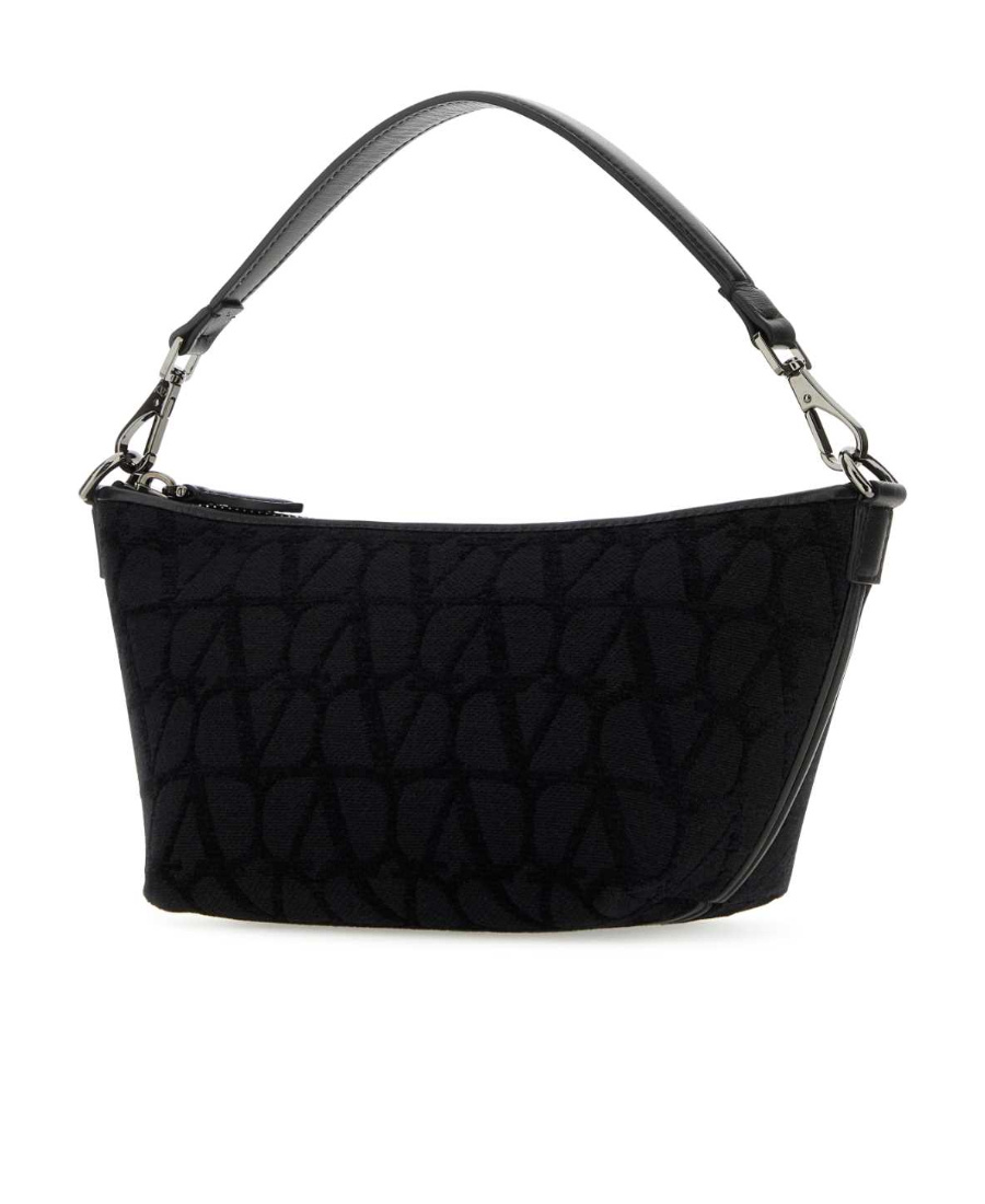 Valentino Garavani Man Toile Iconographe And Leather Handbag In Black