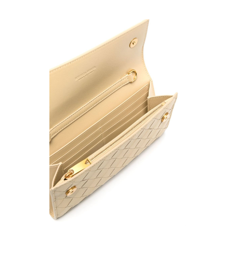 Bottega Veneta Intrecciato Leather Chain Wallet In Nude