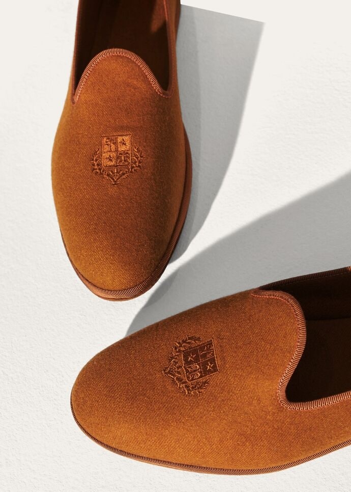 Loro Piana Logo Cashmere Loafers In Pecan Color
