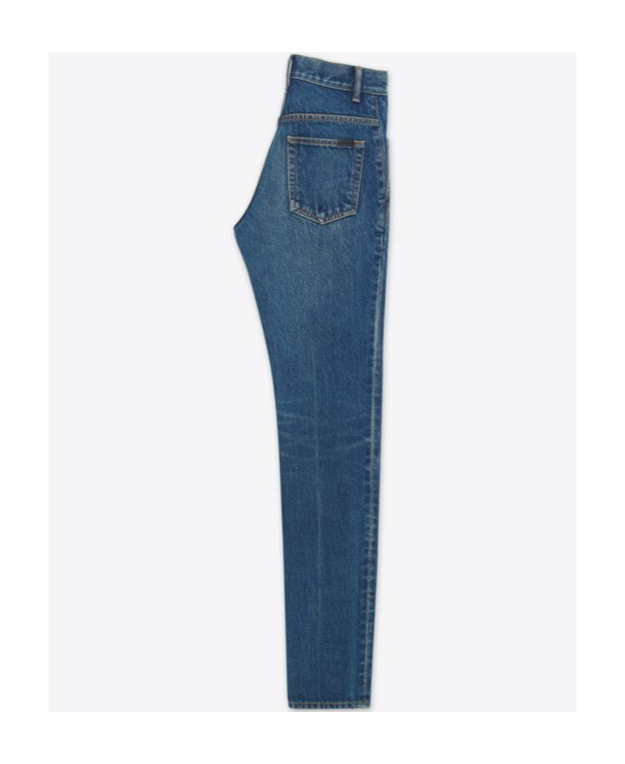 SAINT LAURENT CINDY JEANS IN DARK BEACH BLUE DENIM