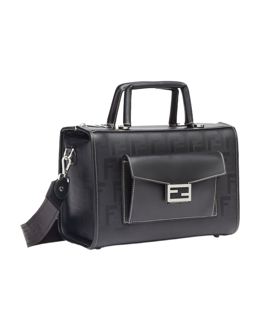 Fendi Soft Trunk Logo Handbag In Black