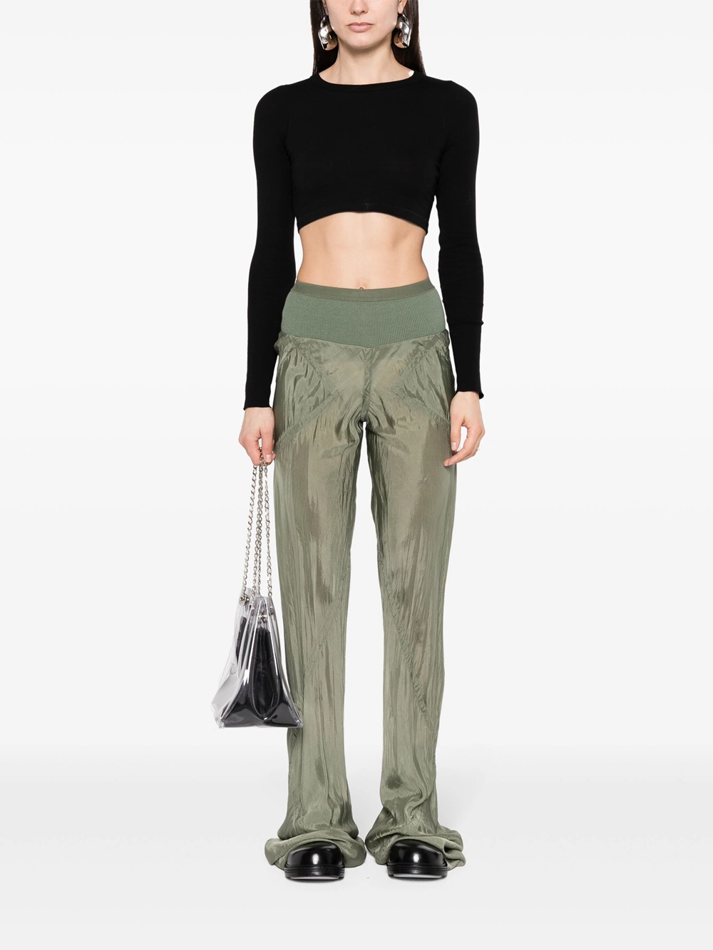Rick Owens Cropped Cotton T-shirt In Black