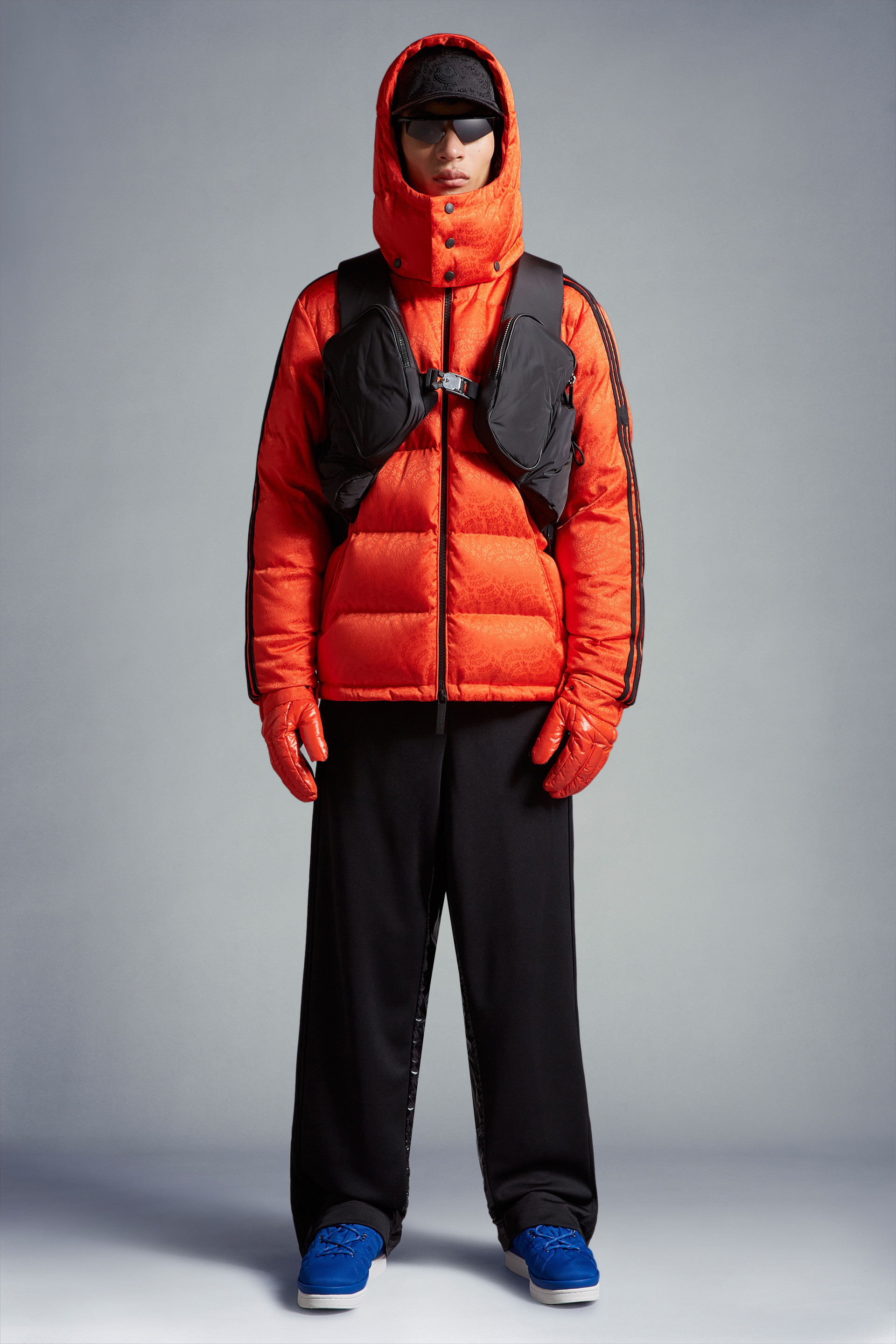 Moncler X Adidas Originals Alpbach Short Down Jacket In Orange