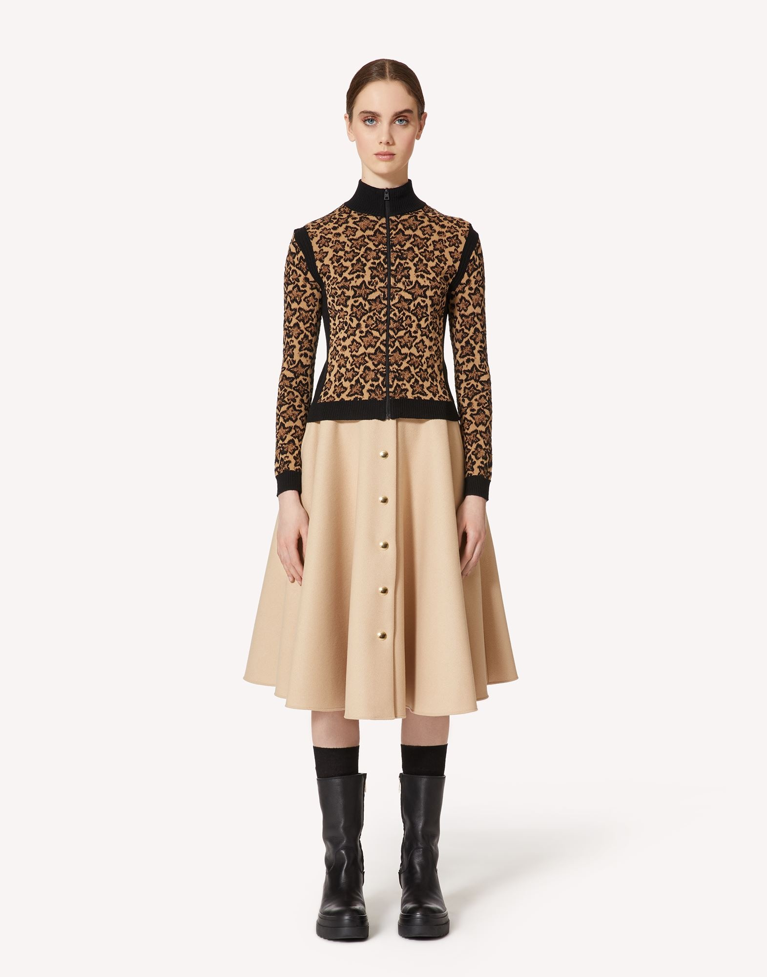 Red Valentino Leo Star Jacquard Sweater In Brown