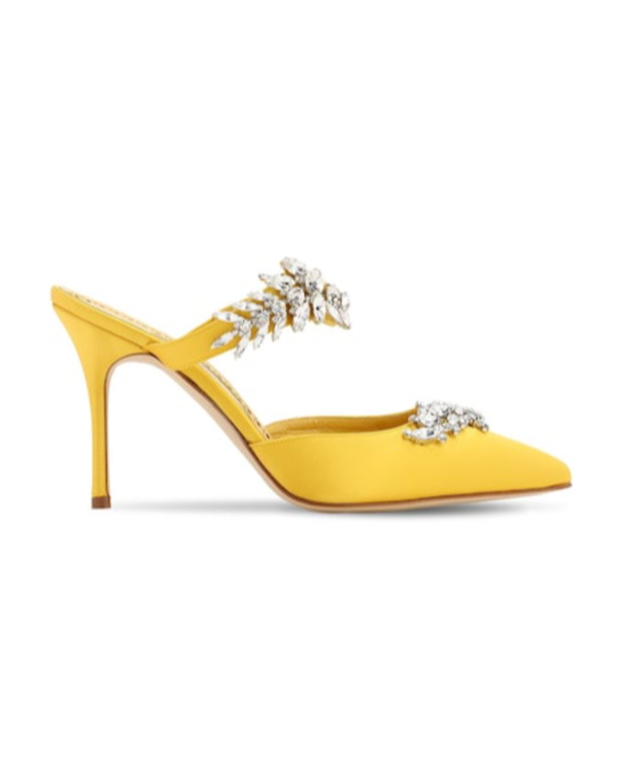 Manolo Blahnik Logo Heel Muller Shoes