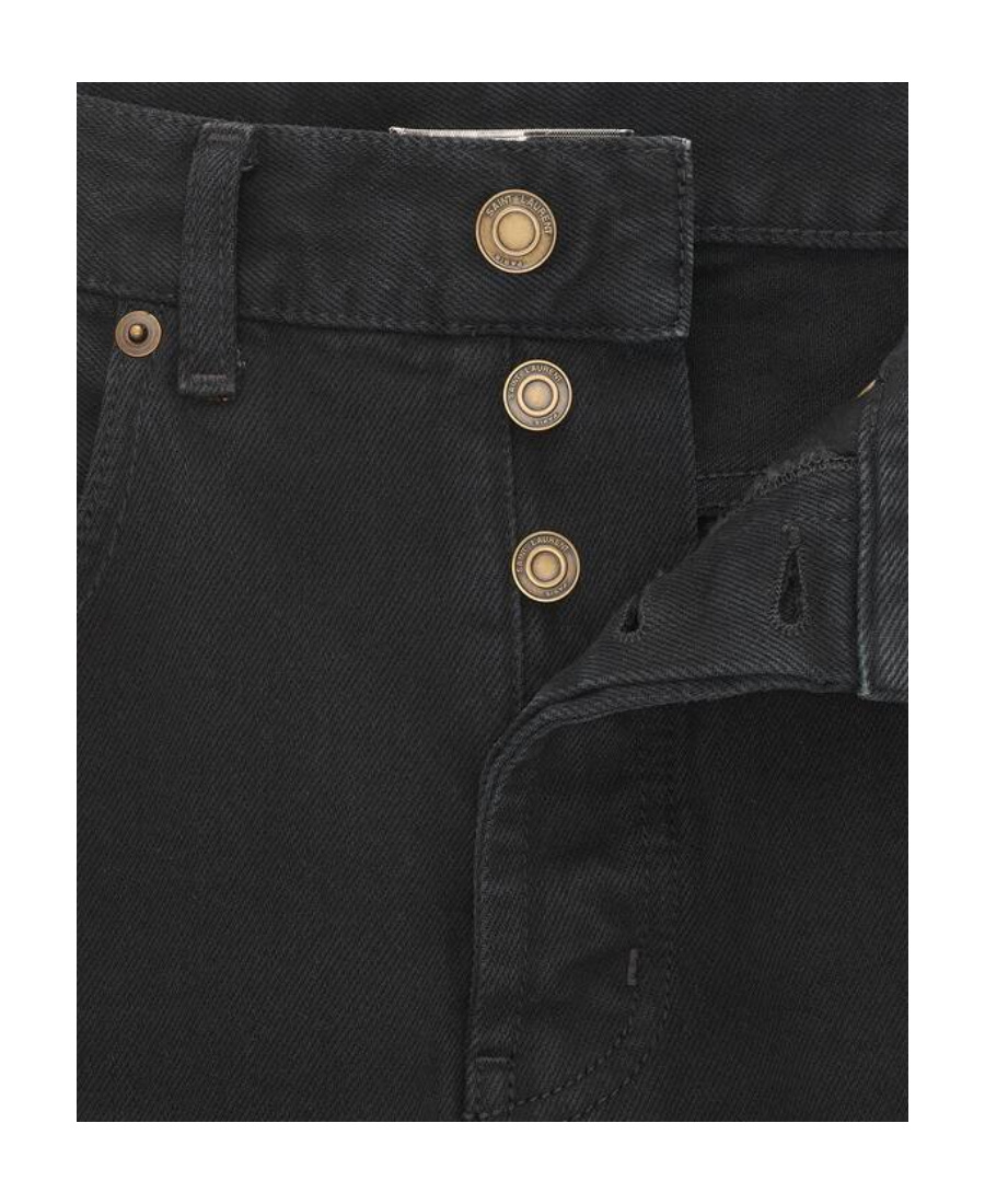 Saint Laurent Mick Long Straight-leg Jeans In Black