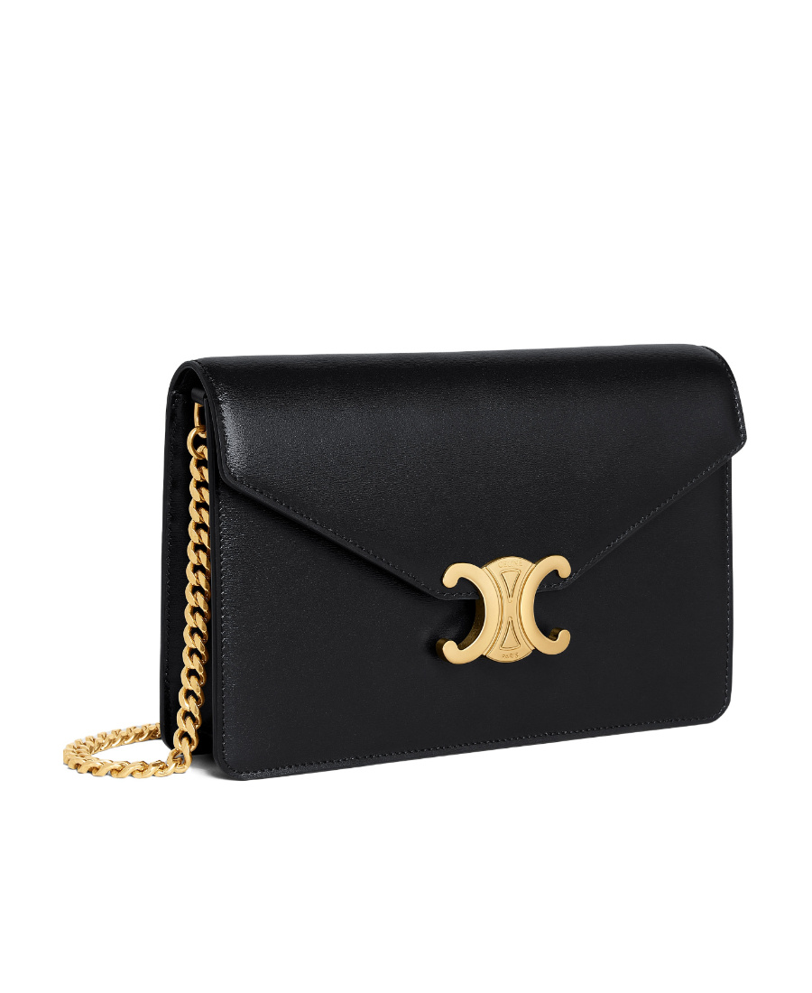 Celine Trimphe Chain Wallet In Black