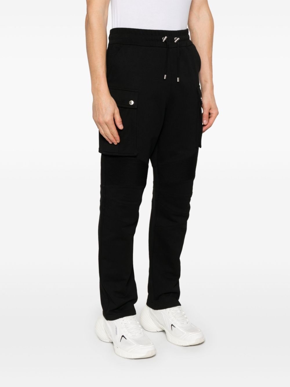 Balmain Ribbed-panel Track Pants In Black