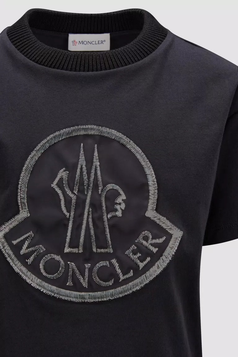 Moncler Logo-embroidered Cotton T-shirt In Black