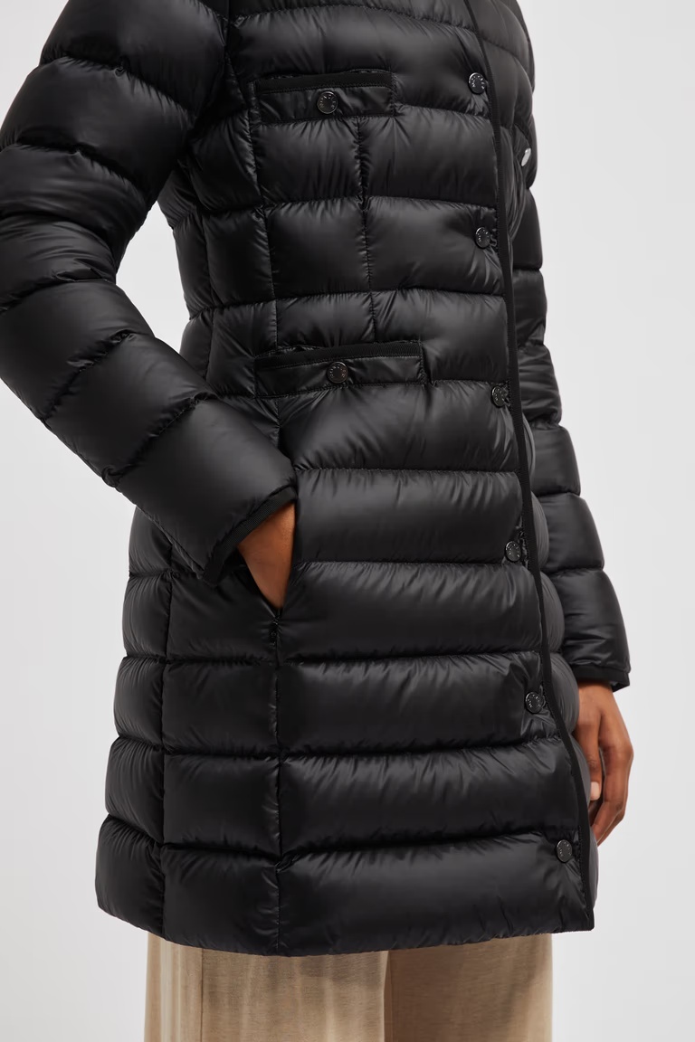 Moncler Hirma Long Down Jacket Black In Black