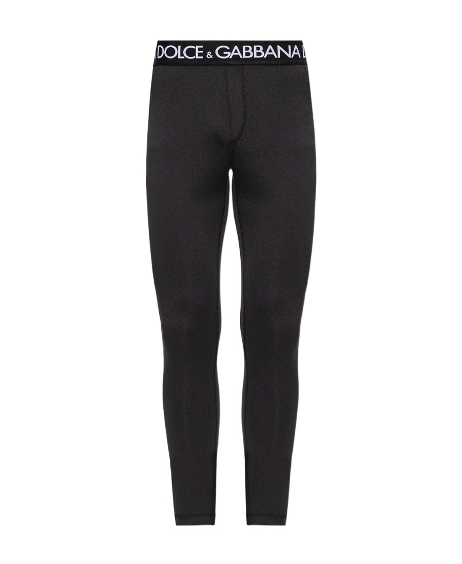 Dolce & Gabbana Logo-print Strap Leggings In Black