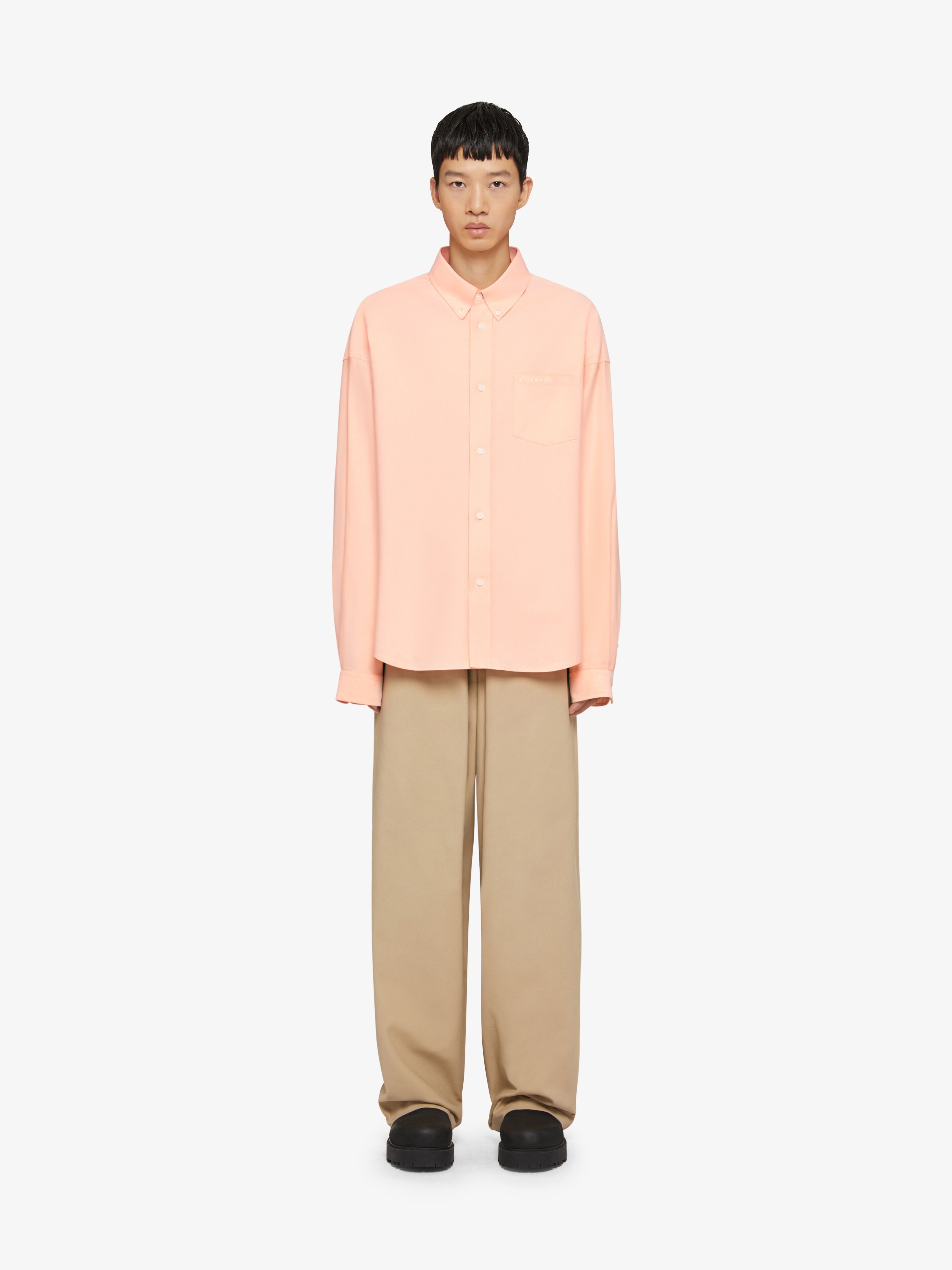 Givenchy Logo Embroidered Long-sleeved Shirt In Nude