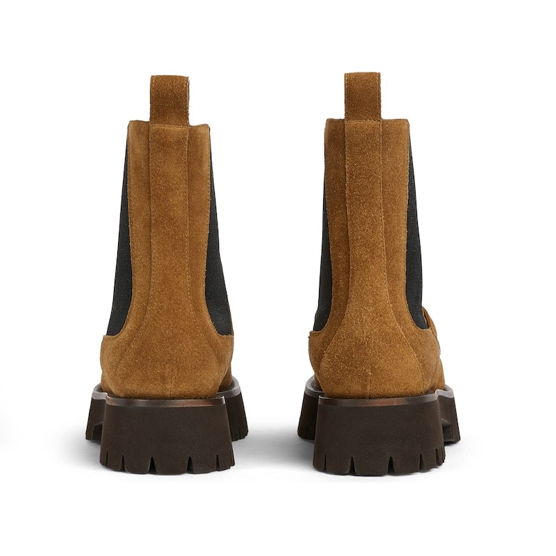 Gucci Horsebit Suede Chelsea Boots In Brown