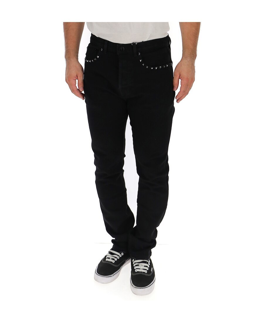 Valentino Slim-fit Rockstud Jeans In Black
