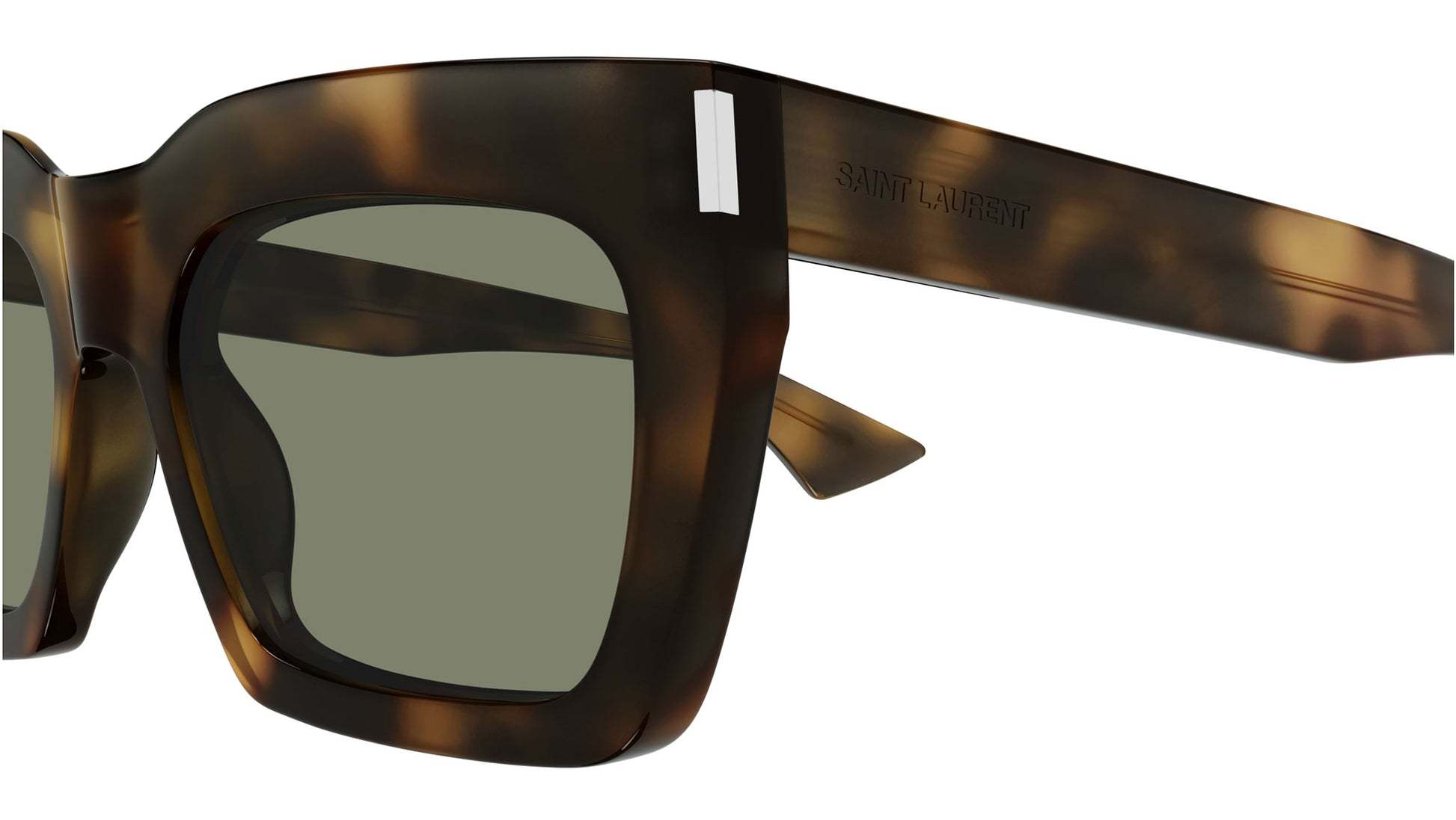 Saint Laurent Rectangular Sunglasses In Green