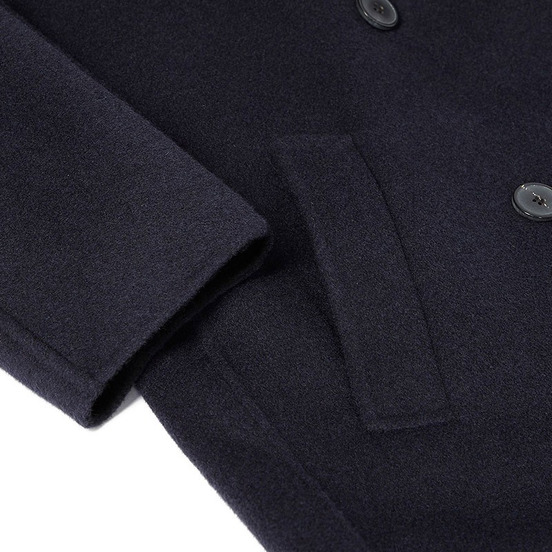 Shop Emporio Armani Navy Blue Lapel Coat In Black