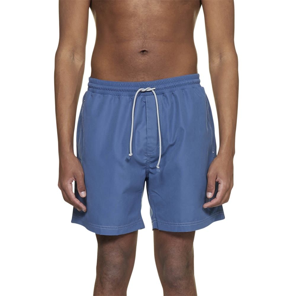 Brunello Cucinelli Embroidered Emblem Swim Shorts In Blue