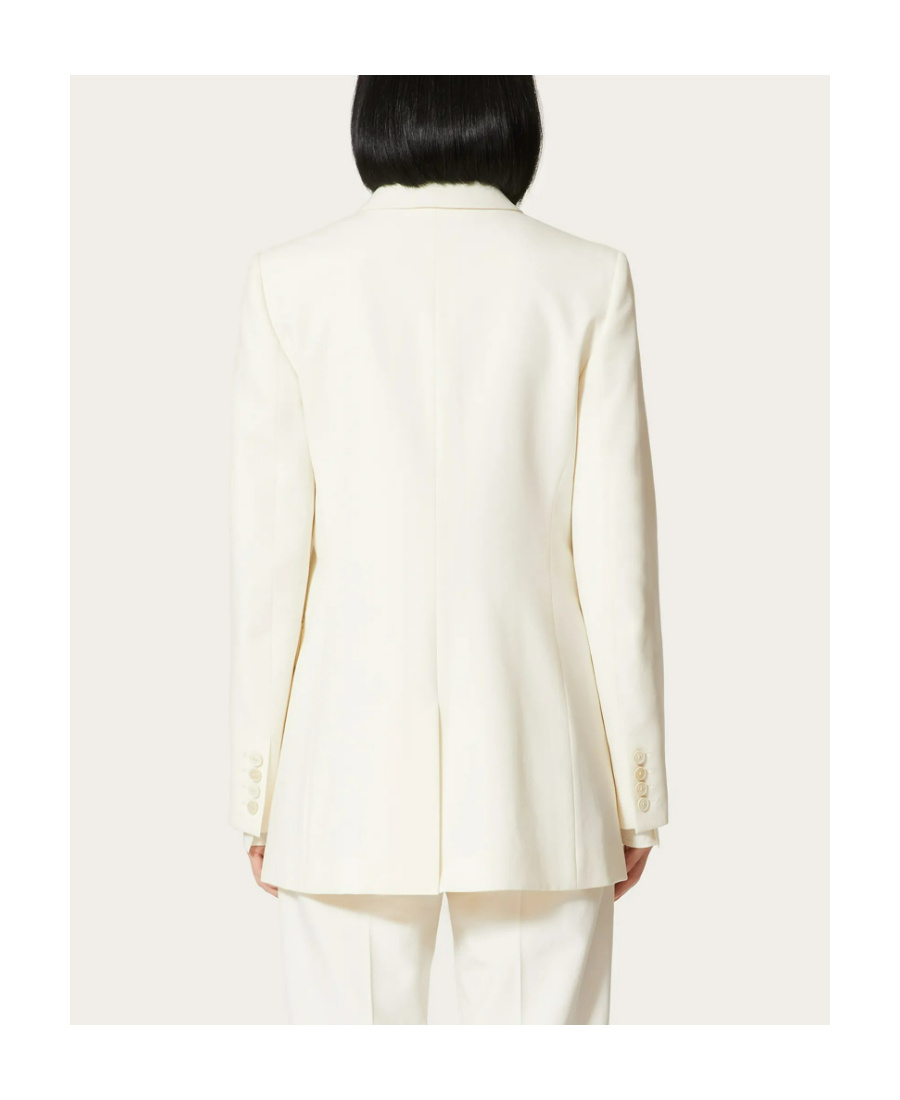 Valentino Double-breasted Wool Blazer In Nude