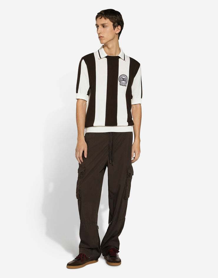 Dolce & Gabbana Black And White Cotton Track Pants In Black