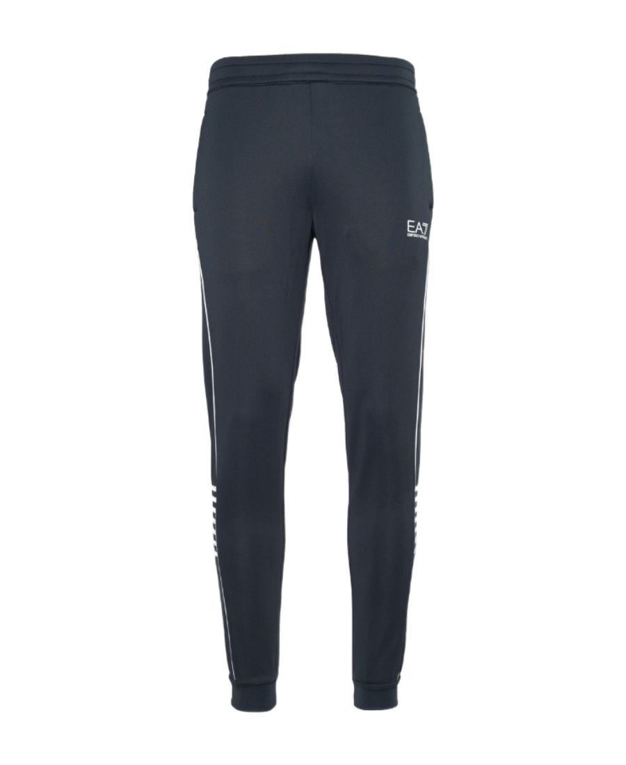 Ea7 Logo Striped Sweatpants In Black