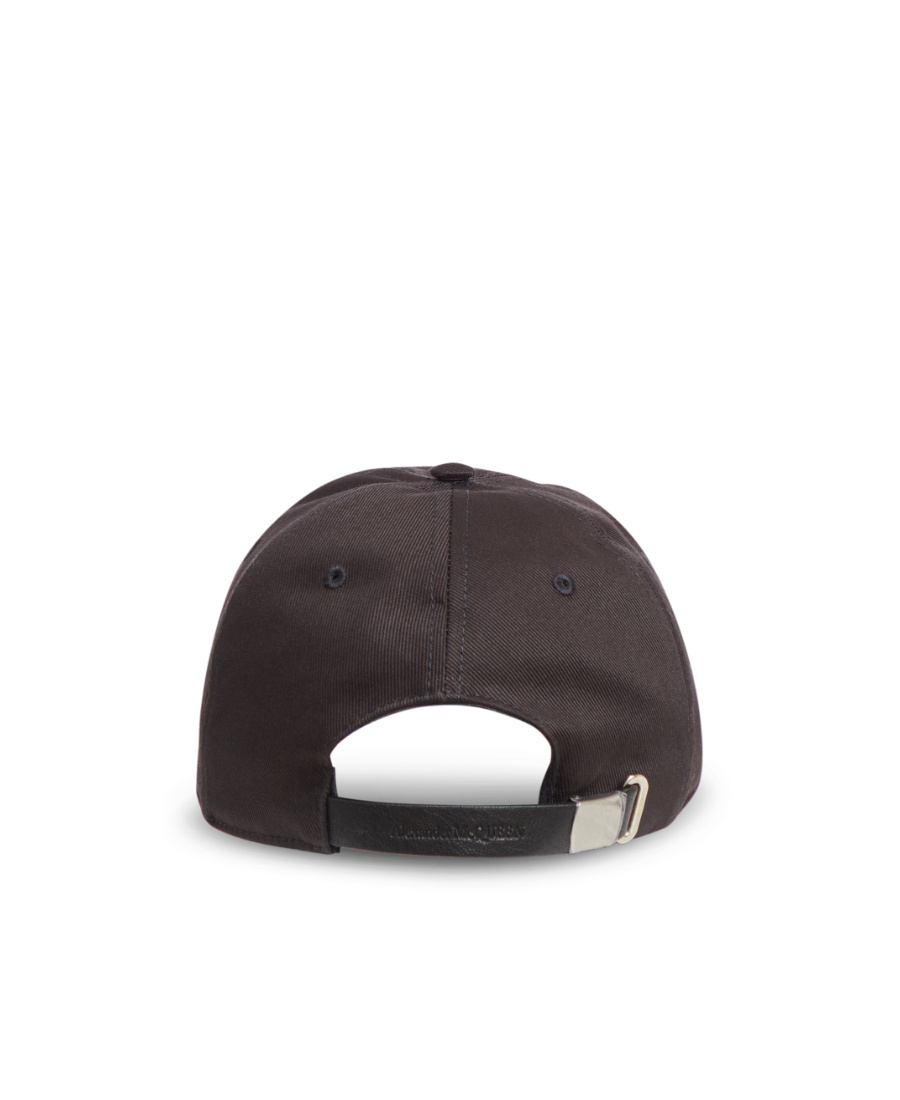 Alexander Mcqueen Cotton Twill Cap With Embroidery In Black
