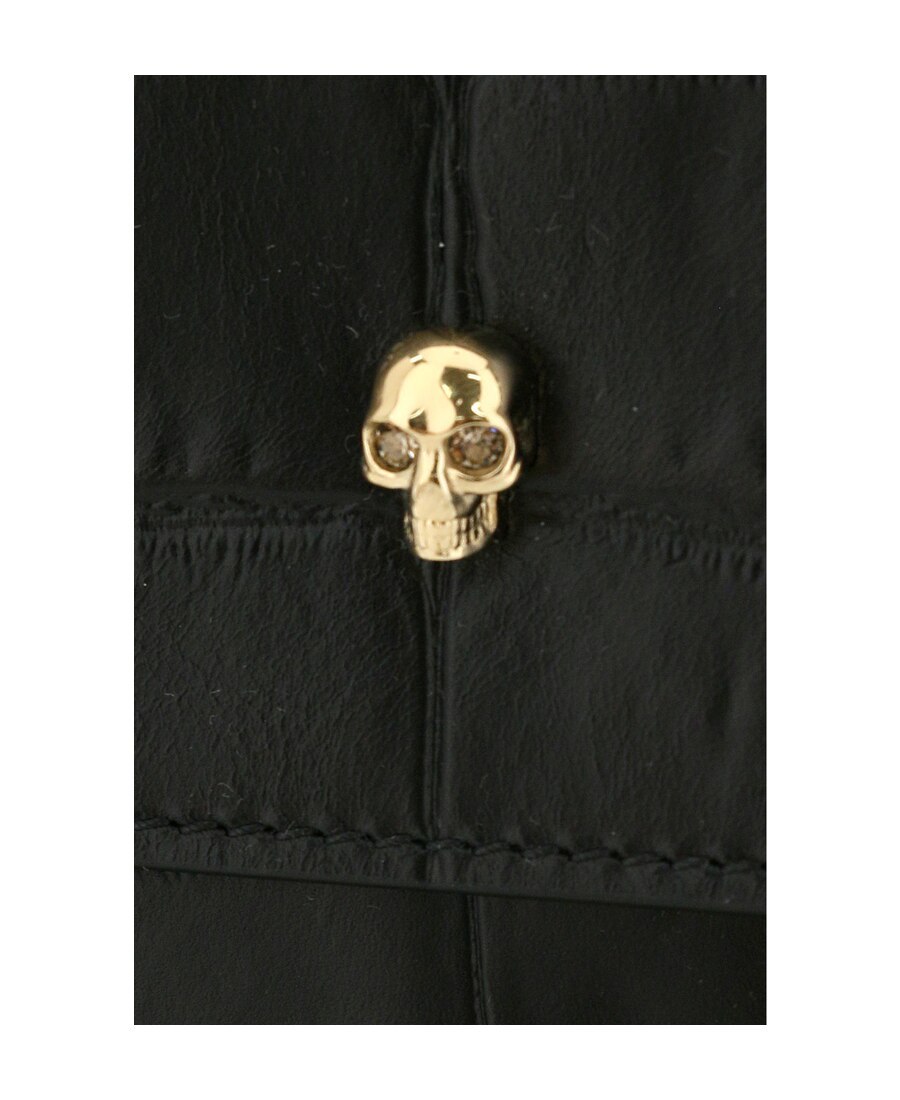 Alexander Mcqueen Croc Effect Envelope Clutch Bag In Black